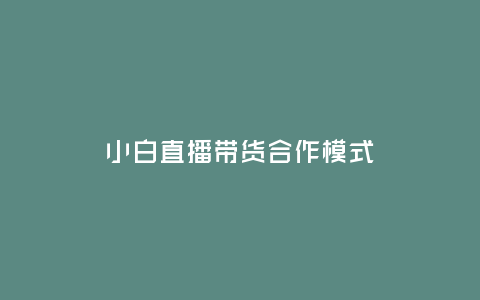 小白直播帶貨合作模式
