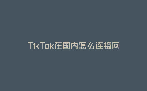 TikTok在國內怎么連接網絡(解密TikTok連接國內網絡的方法與技巧)